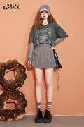 ELFSACK Loose Mesh Patchwork Design Long Sleeve Tshirt