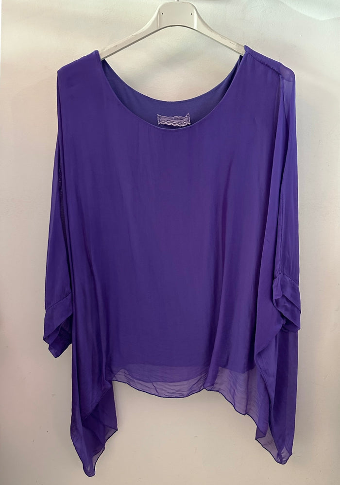 Purple / One Size Fits NZ 8-16 / Silk/Viscose/Elastane