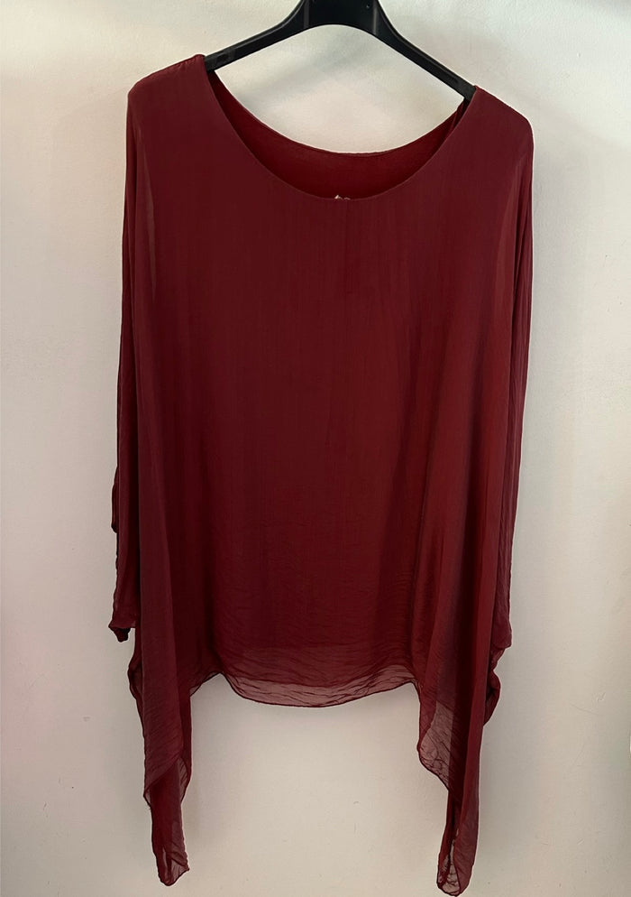 Wine / One Size Fits NZ 8-16 / Silk/Viscose/Elastane