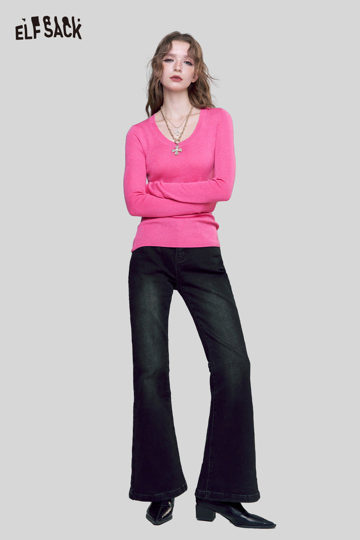 ELFSACK Minimalist Design and Versatile Styling Classic Knit Pullover
