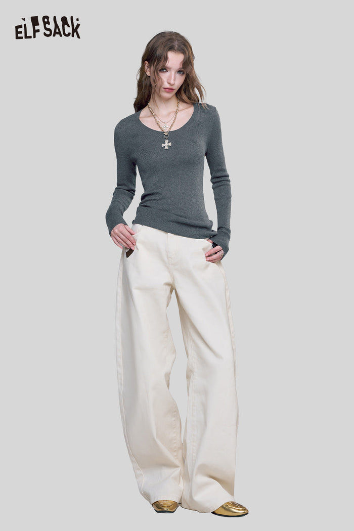 ELFSACK Minimalist Design and Versatile Styling Classic Knit Pullover