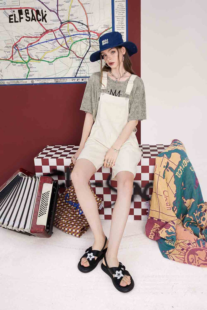 ELFSACK Minimalist Letter Print Heather Gray Tee