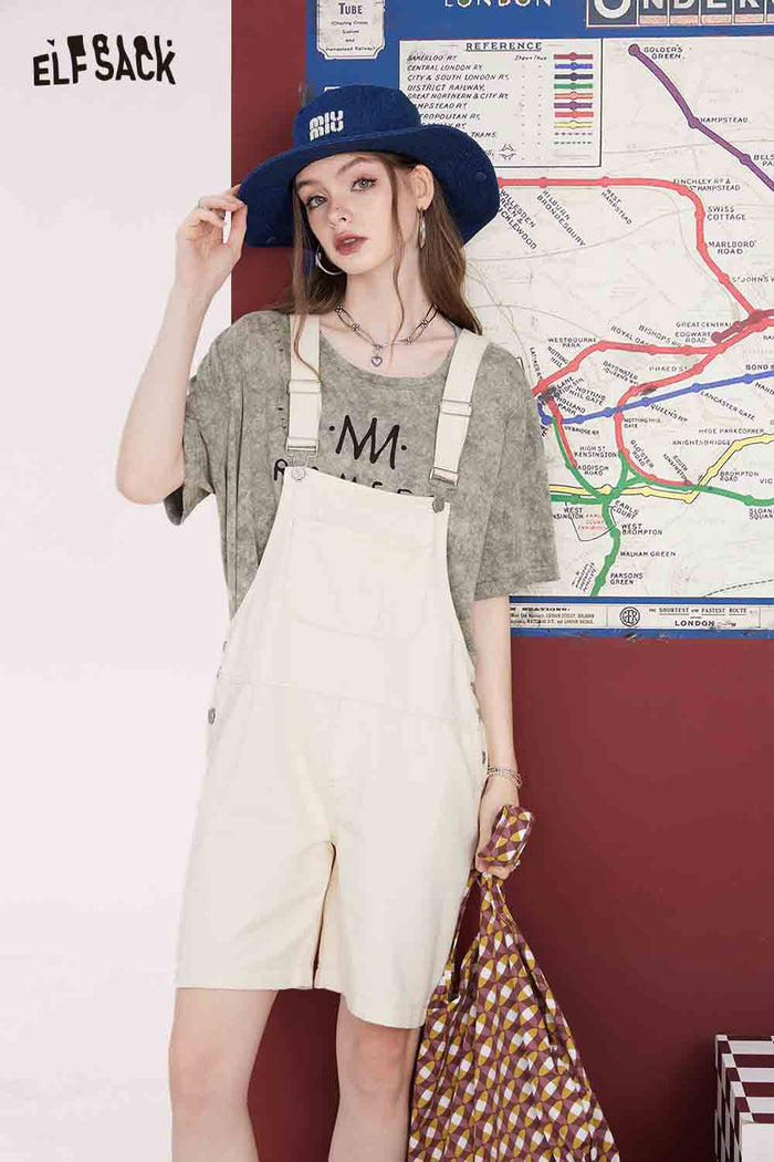 ELFSACK Minimalist Letter Print Heather Gray Tee