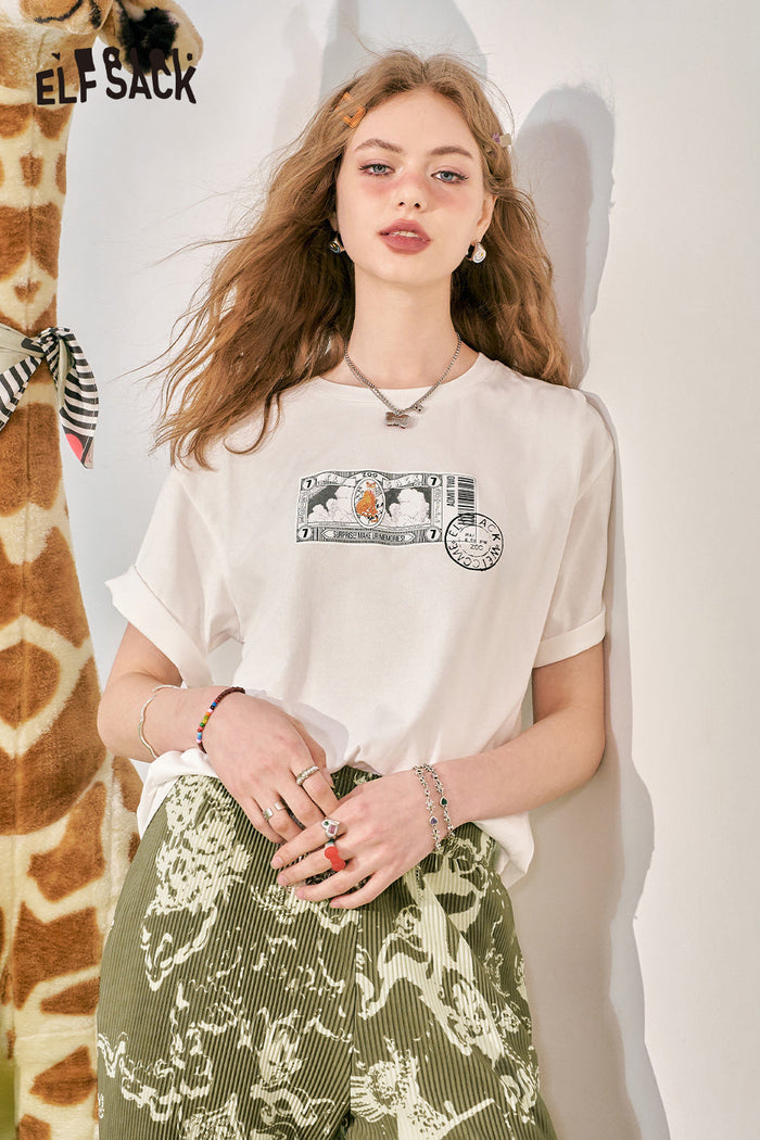 ELFSACK Minimalist Loose Fit Short Sleeve T-shirt