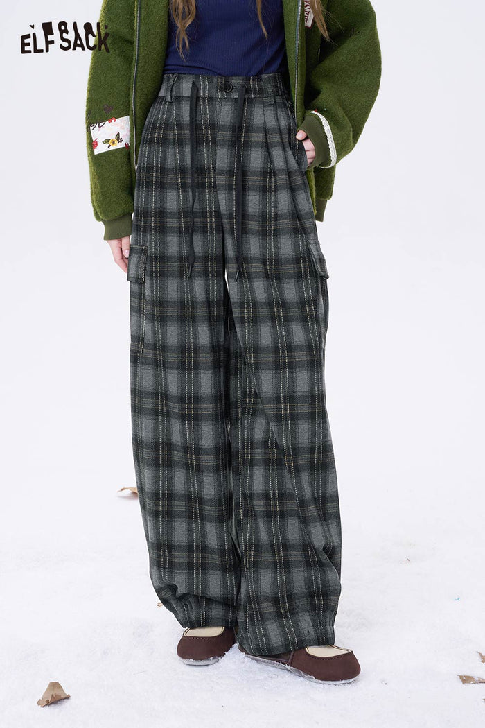 ELFSACK Minimalist Loose Stripe Straight Floor Length Pants
