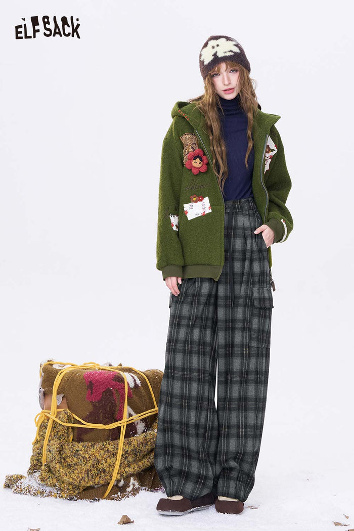 ELFSACK Minimalist Loose Stripe Straight Floor Length Pants