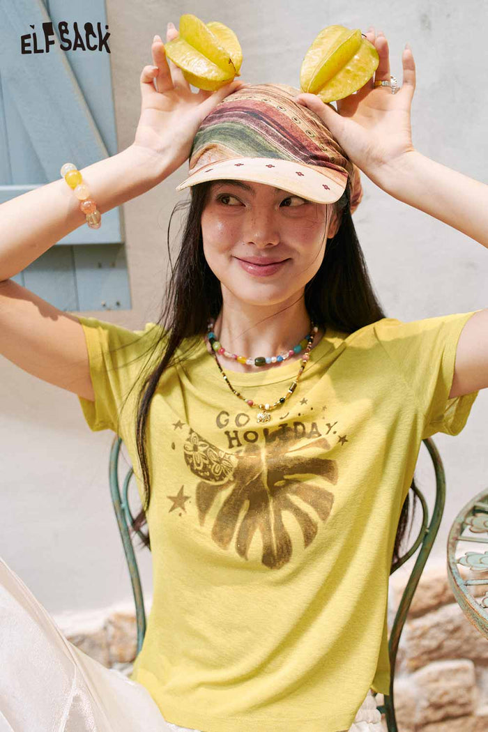 ELFSACK Monstera Leaf Cropped Tee