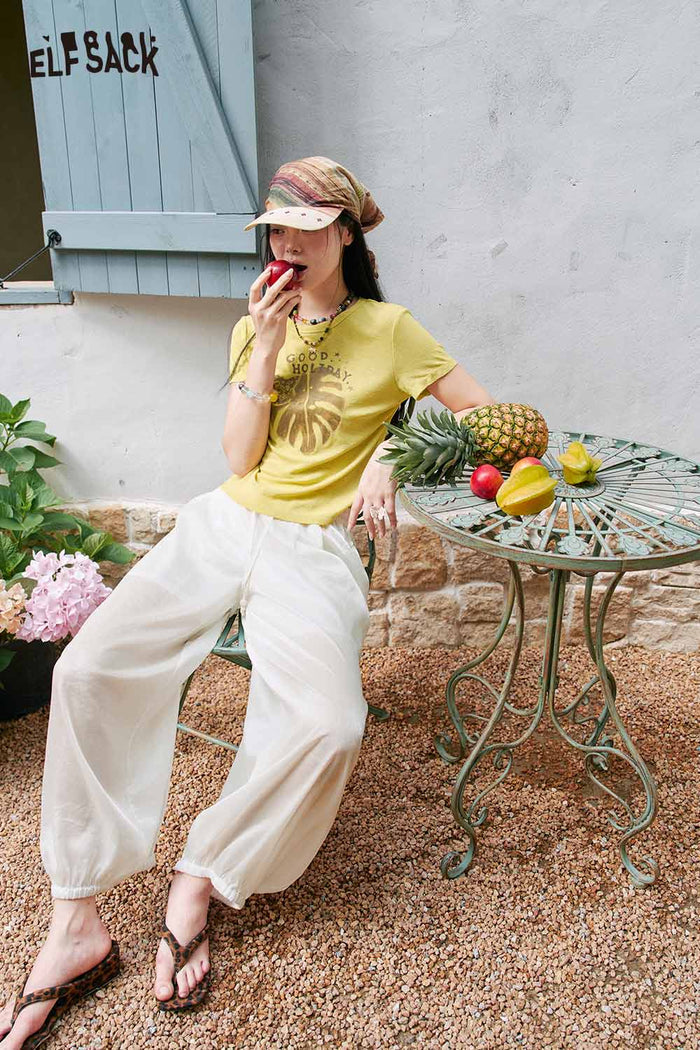 ELFSACK Monstera Leaf Cropped Tee