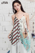 ELFSACK Nautical Print Asymmetrical Chiffon Cami