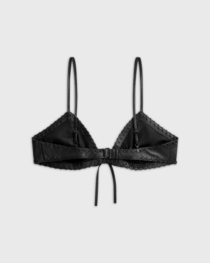 No Notes Bra Top | Black Leather