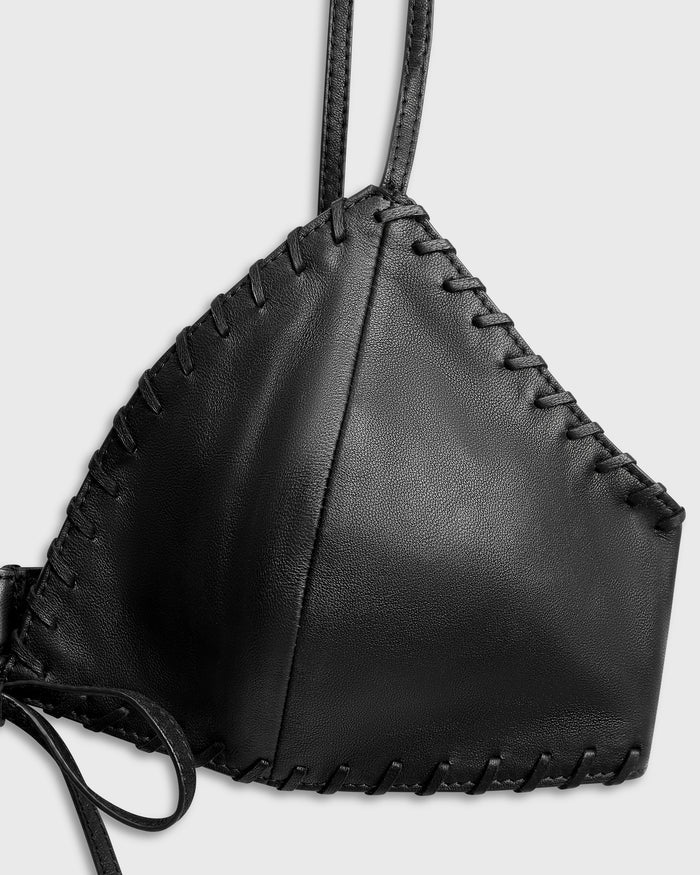 No Notes Bra Top | Black Leather