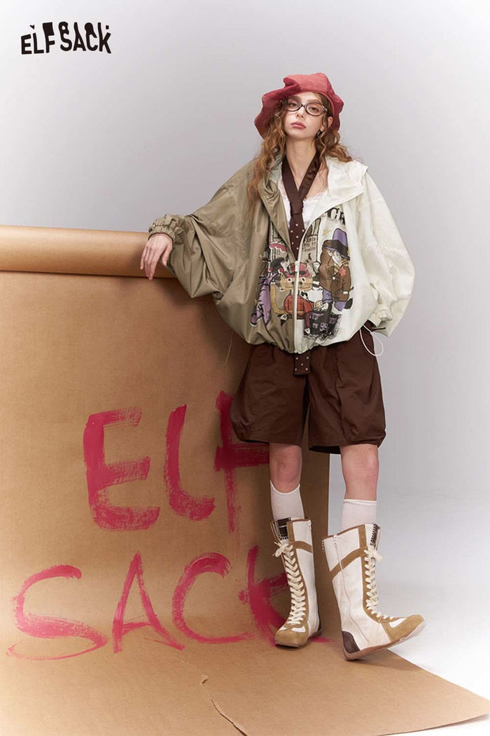 ELFSACK Novelty Print Sun Protective Jacket with Adjustable Hood
