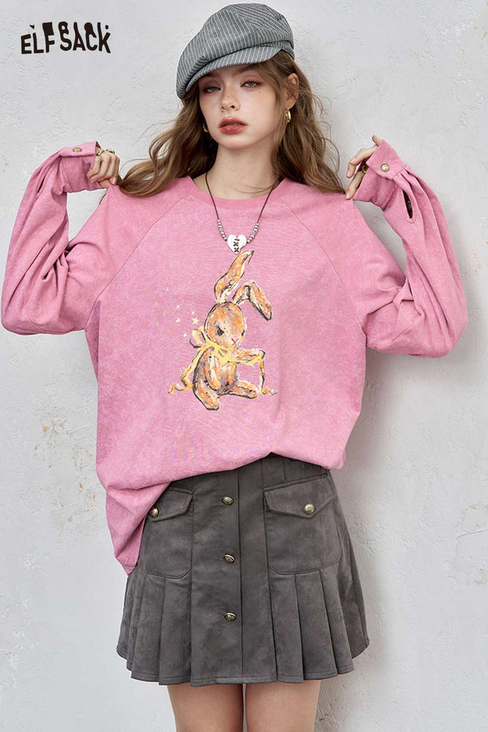 ELFSACK Organic Cotton Relaxed Fit Embroidered Logo Long Sleeve Tee