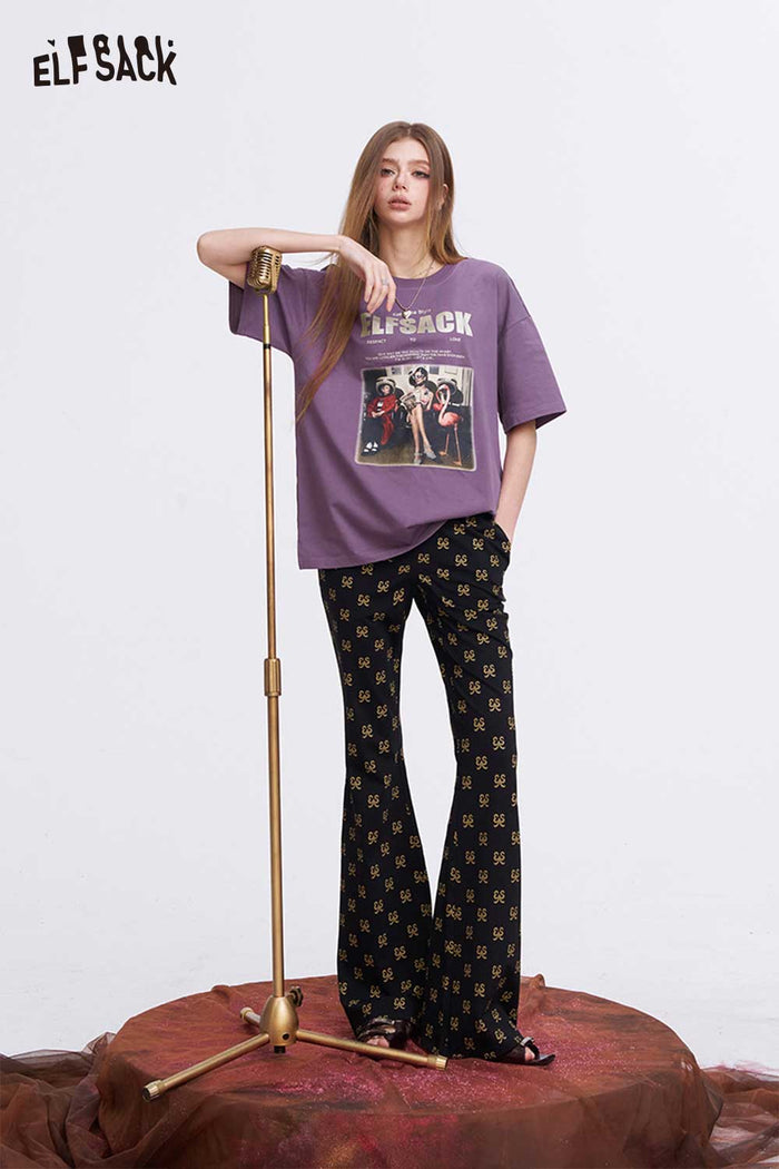 ELFSACK Oversized T Shirt with Metallic Logo