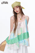 ELFSACK Pastel Patchwork Tiered Cami Top