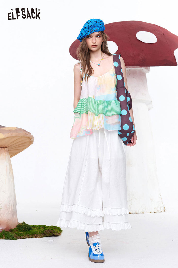 ELFSACK Pastel Patchwork Tiered Cami Top