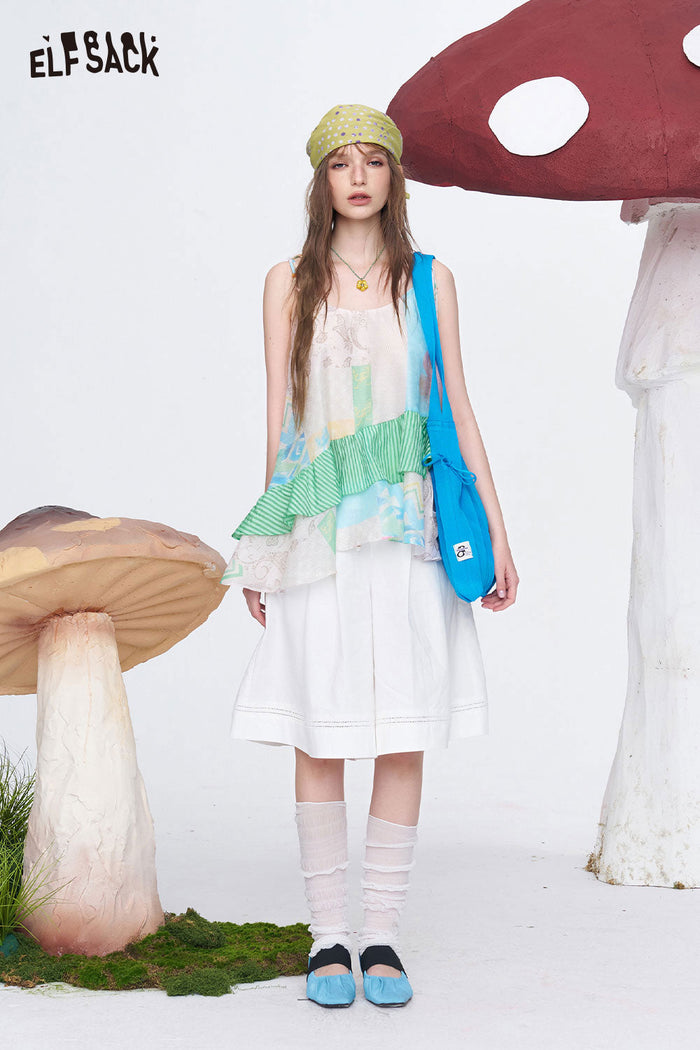 ELFSACK Pastel Patchwork Tiered Cami Top