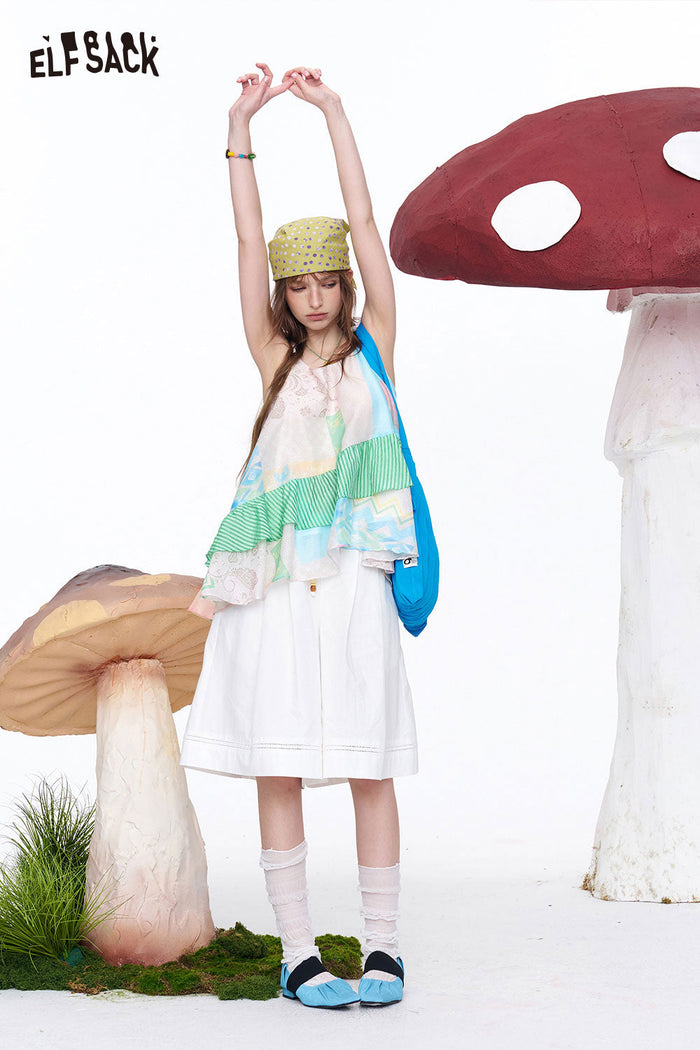 ELFSACK Pastel Patchwork Tiered Cami Top