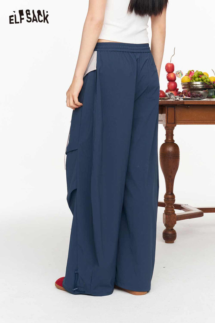 ELFSACK Patchwork High Waist Wide Leg Pants