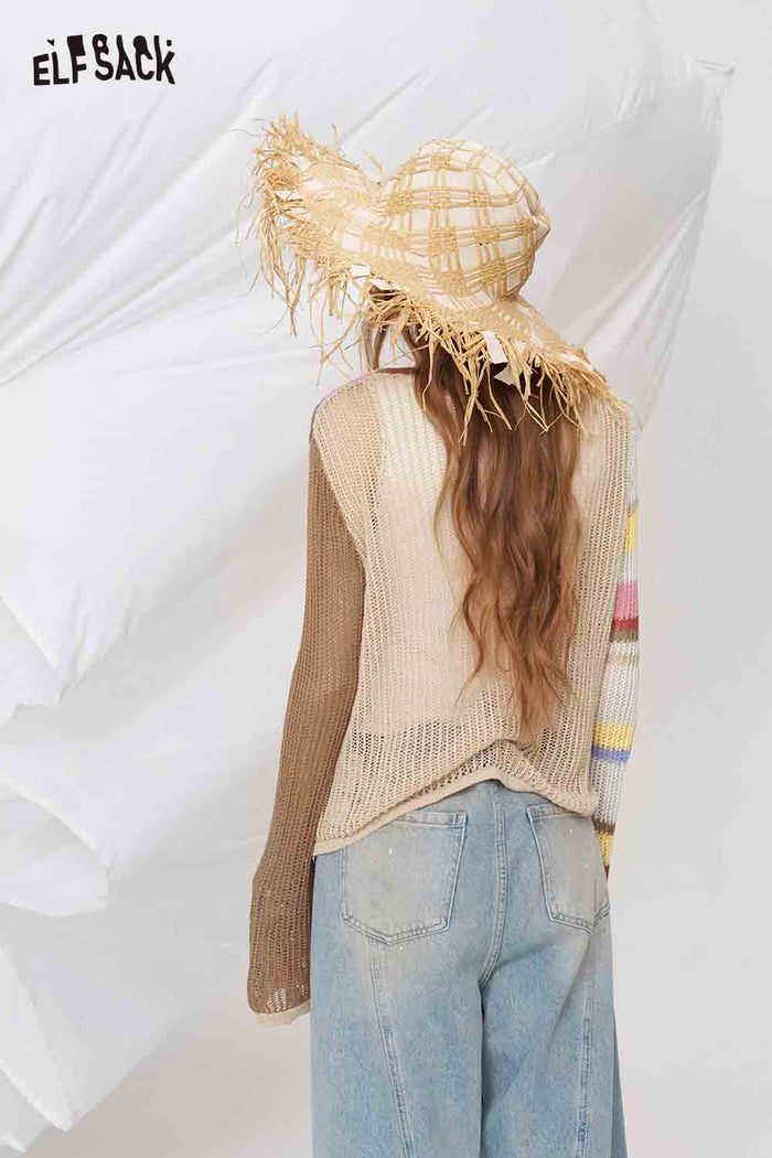 ELFSACK Patchwork Knit Cardigan