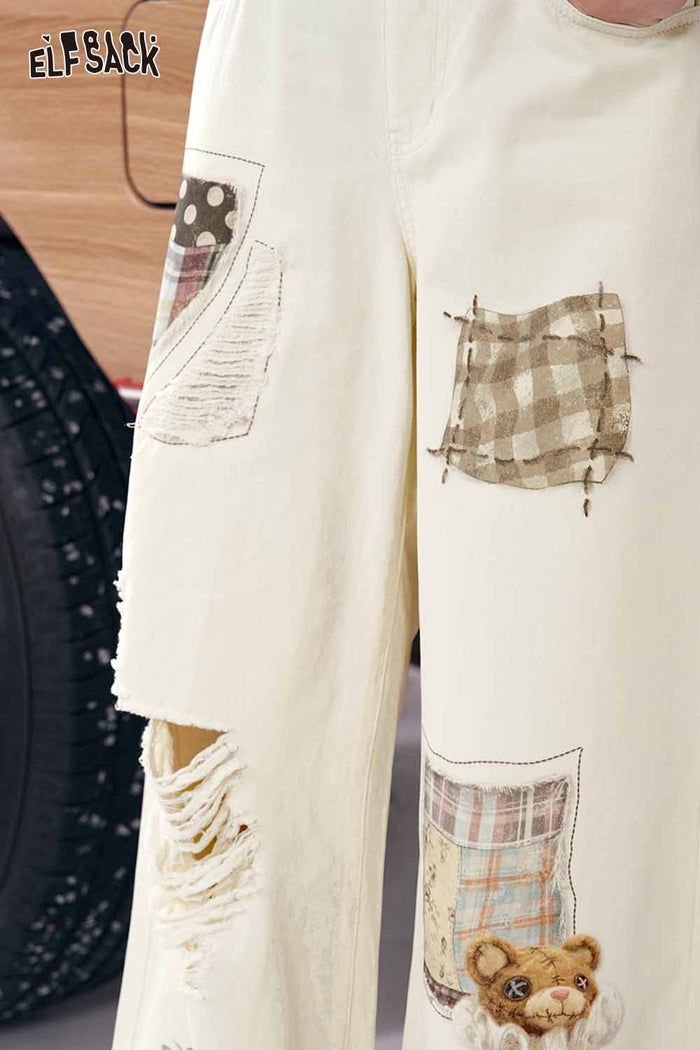 ELFSACK Patchwork Wide Leg Pants