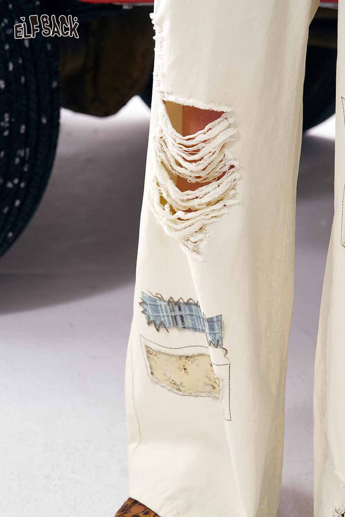 ELFSACK Patchwork Wide Leg Pants