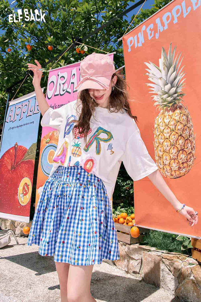 ELFSACK Playful Colorful Letter Print Oversized Tee