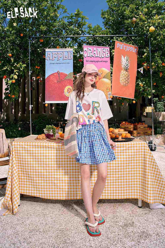 ELFSACK Playful Colorful Letter Print Oversized Tee