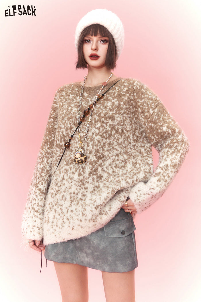 ELFSACK Plus Size Dot Sweaters Women Chinese Style Designer Clothes