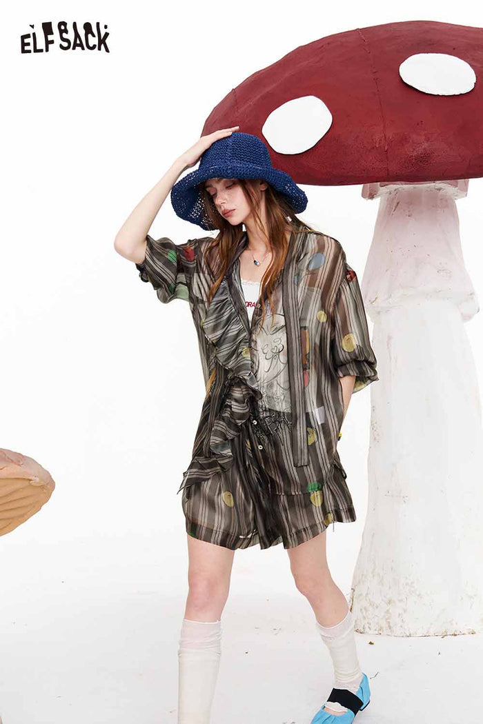 ELFSACK Polka Dot Striped Casual Set