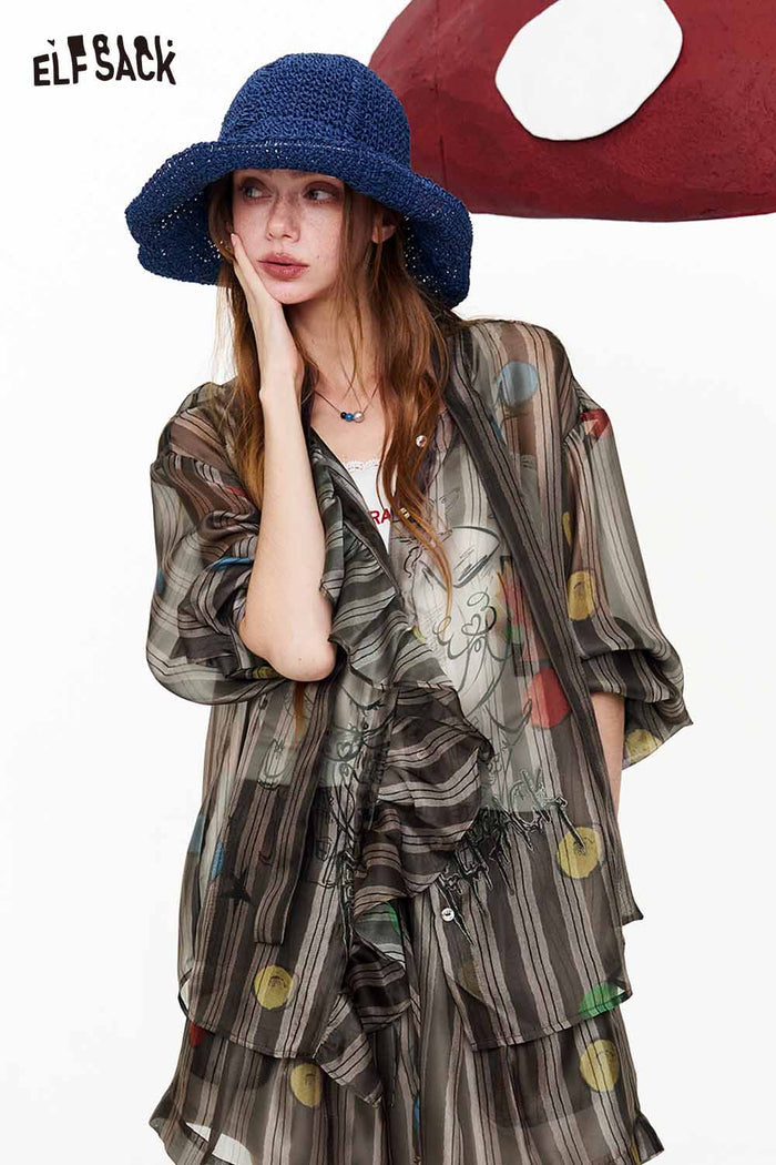 ELFSACK Polka Dot Striped Casual Set