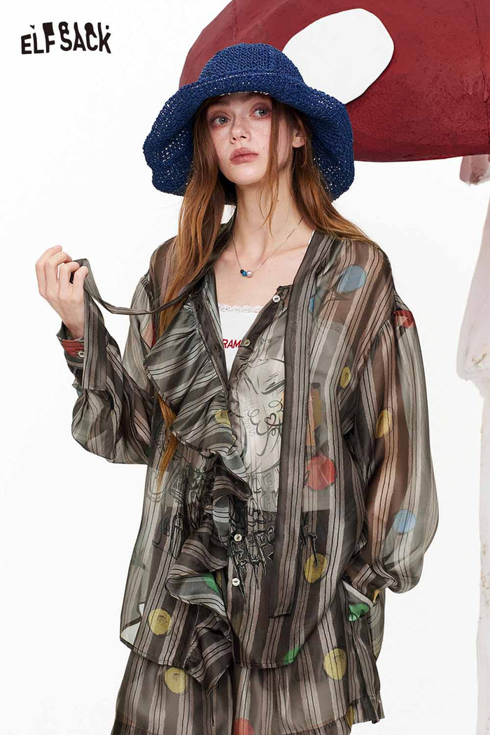 ELFSACK Polka Dot Striped Casual Set