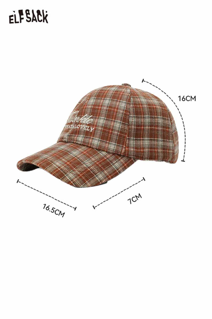 ELFSACK Preppy Cute Plaid Baseball Cap