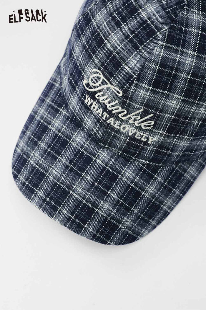 ELFSACK Preppy Cute Plaid Baseball Cap
