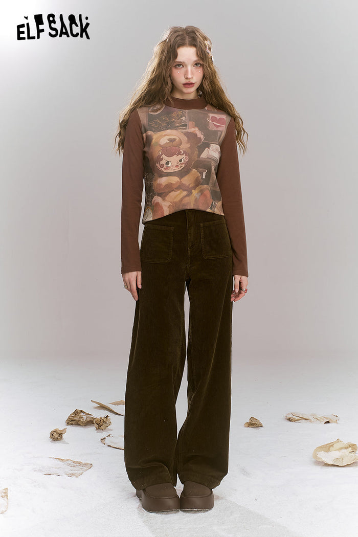 ELFSACK Retro original printed semi high neck long sleeved t-shirt