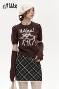 ELFSACK Round neck, two-section sleeves, red sweater