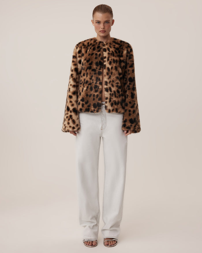 Signature Faux Fur Jacket | Leopard