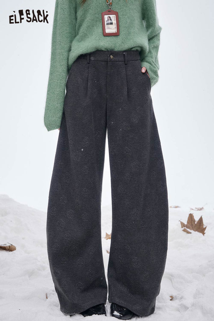 ELFSACK Soft Classic Solid Floor Length Straight Leg Pants