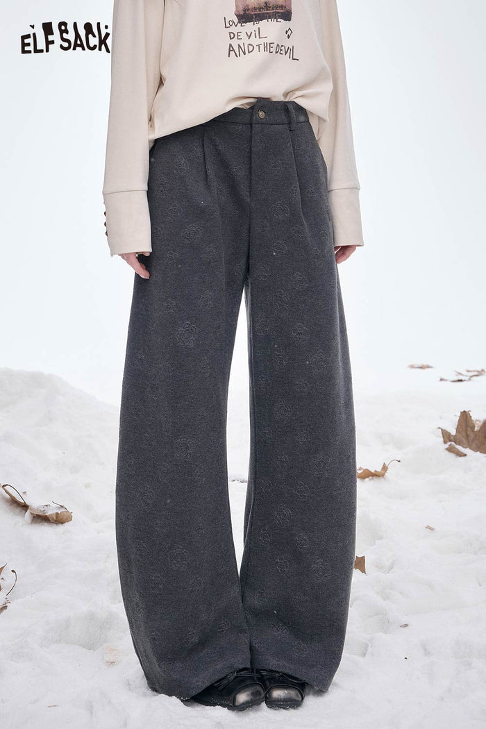 ELFSACK Soft Classic Solid Floor Length Straight Leg Pants