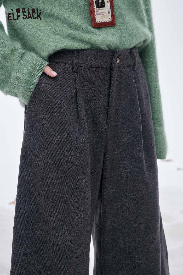 ELFSACK Soft Classic Solid Floor Length Straight Leg Pants