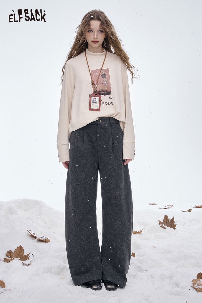 ELFSACK Soft Classic Solid Floor Length Straight Leg Pants