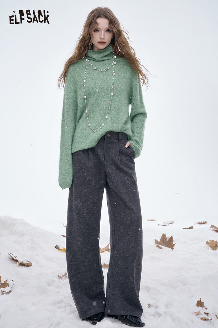 ELFSACK Soft Classic Solid Floor Length Straight Leg Pants