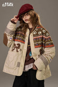 ELFSACK Soft Colorful Printed Fabric Patchwork Cotton Coat