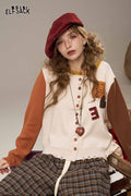 ELFSACK Soft Different Sleeves Irregular Hem Hoodless Knitted Jacket