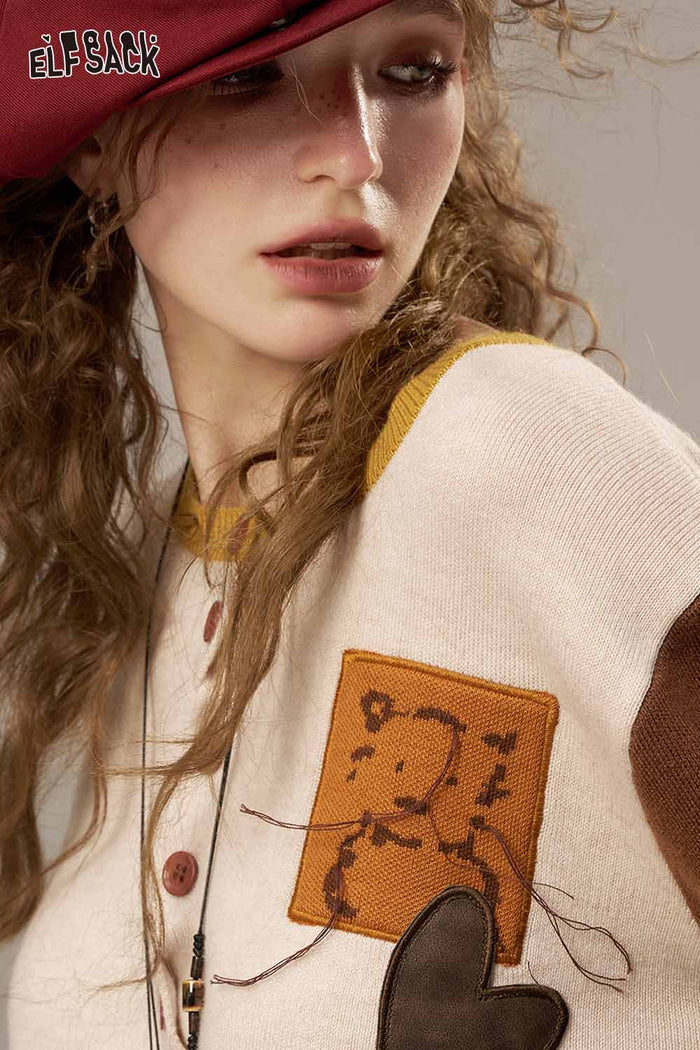 ELFSACK Soft Different Sleeves Irregular Hem Hoodless Knitted Jacket