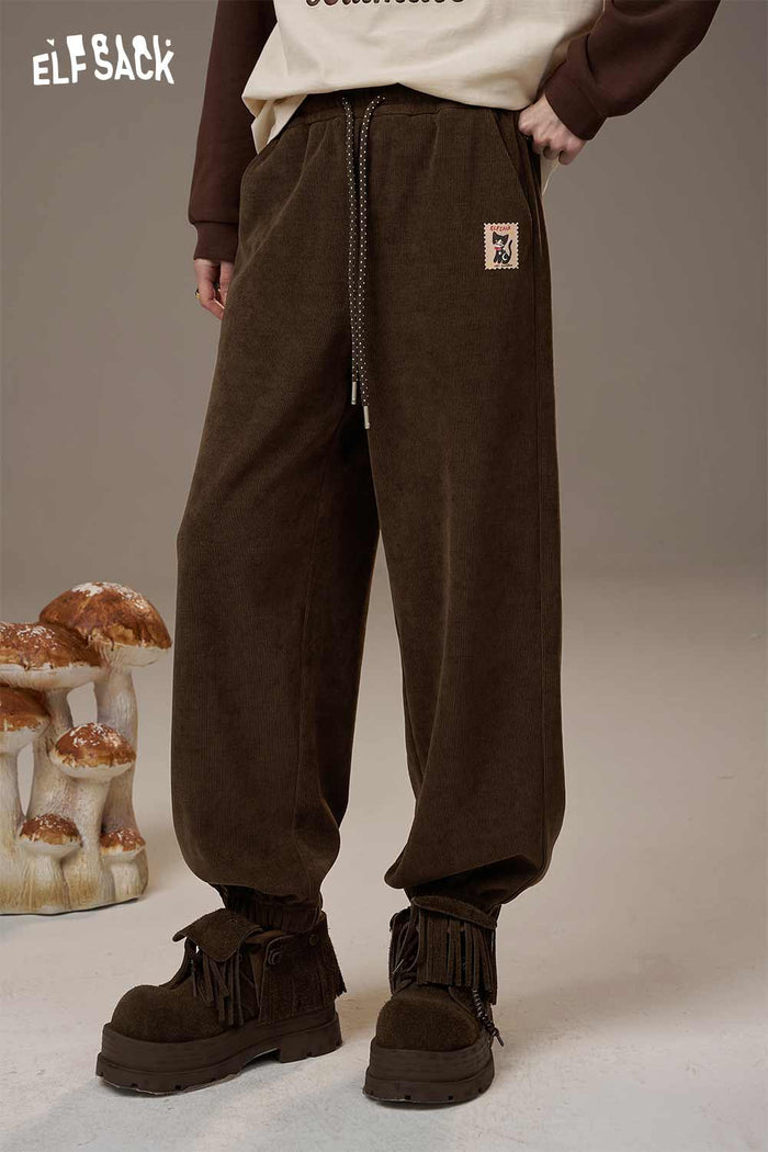 ELFSACK Soft Drawstring Waist Ankle Cuff Pants