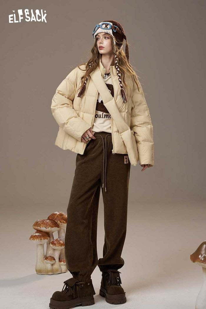 ELFSACK Soft Drawstring Waist Ankle Cuff Pants