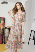 ELFSACK Soft French Dot Waist A-Line Dress