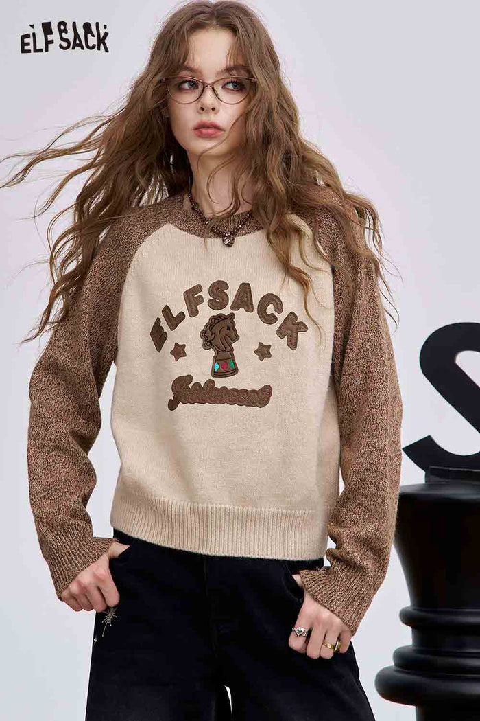 ELFSACK Soft Graphic Knit Sweater
