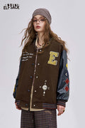 ELFSACK Soft Graphic Panel Sleeve Wool Blend Coat